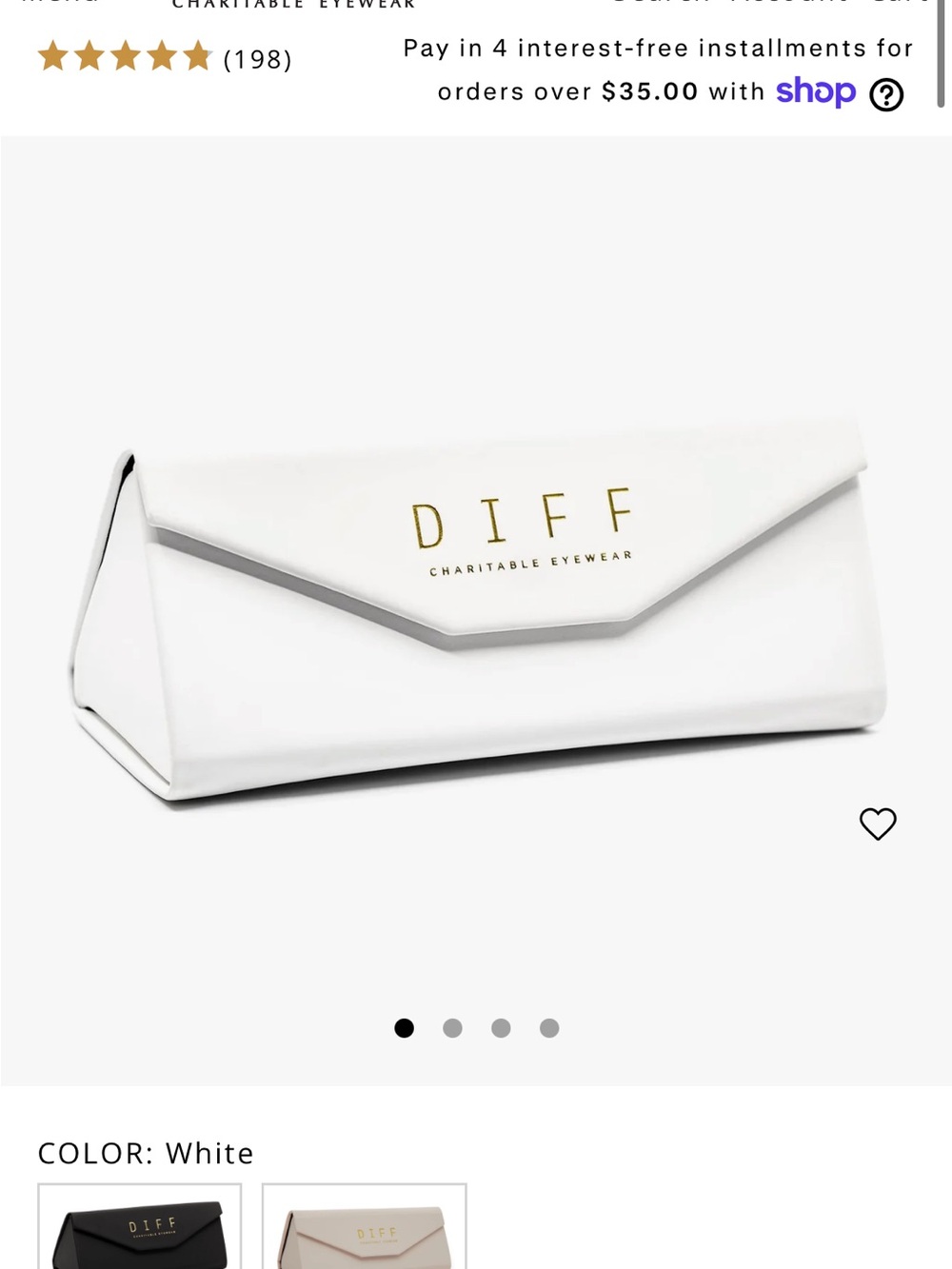 NWT Diff Eyewear eyewear case - white